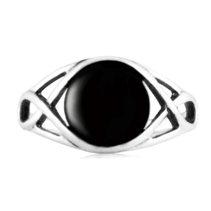Black  Sapphire & White Sapphire Gemstone 925 Sterling Silver Women's Ring